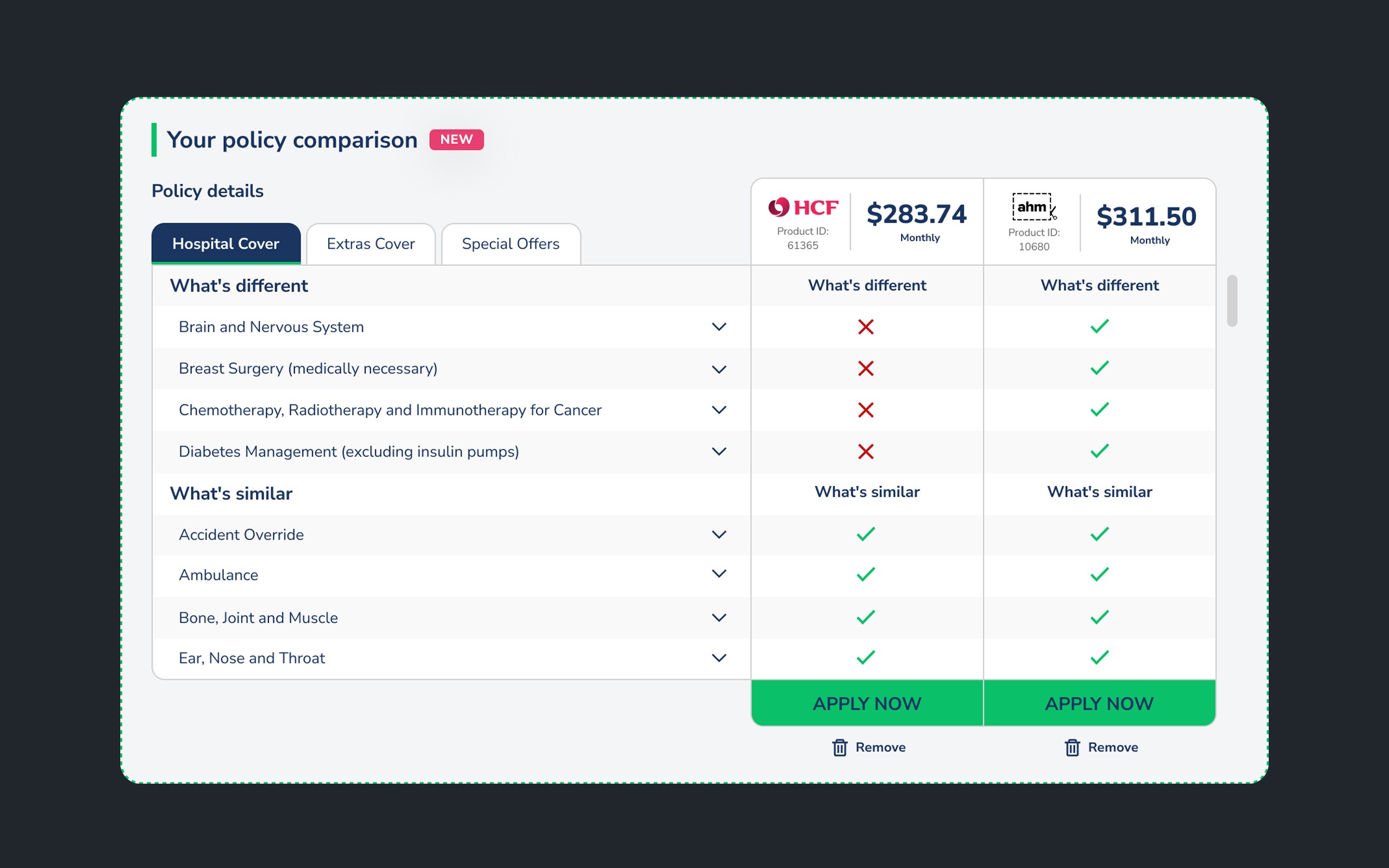 Comparison Experience